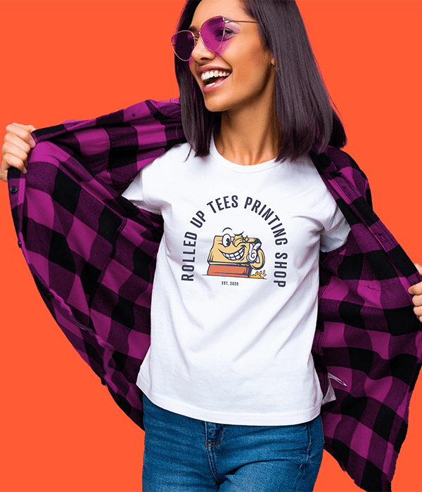 Custom screen printing process showing a t-shirt being printed in Nyack NY